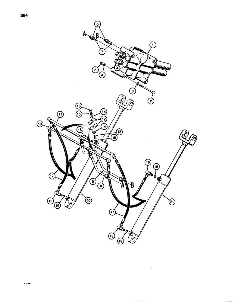 Схема запчастей Case W24C - (364) - LOADER LIFT HYDRAULIC CIRCUIT (08) - HYDRAULICS