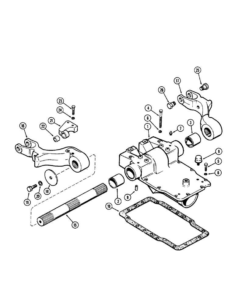 Схема запчастей Case 480CK - (125A) - ROCKSHAFT, HOUSING AND LIFT ARMS 