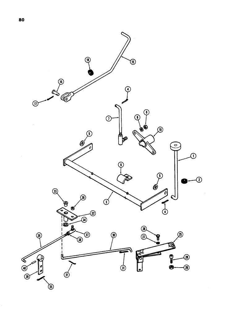 Схема запчастей Case 584 - (80) - DIFFRNTL LOCK CONTRLS, HYDSTC TRANSM, MCHNCL DISCONCT CONTRLS,HYDSTC TRANS,FOOT THRTTL,HYDSTC TRANSM (90) - PLATFORM, CAB, BODYWORK AND DECALS