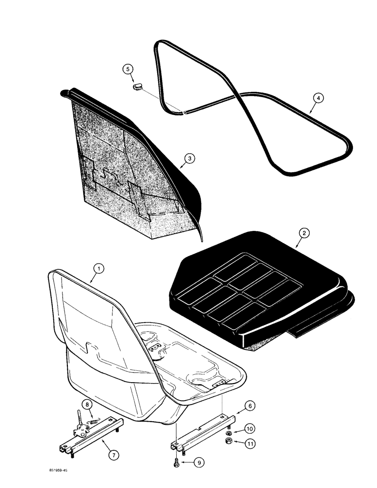 Схема запчастей Case 480F - (9-112) - D124515 SEAT ASSEMBLY (09) - CHASSIS/ATTACHMENTS