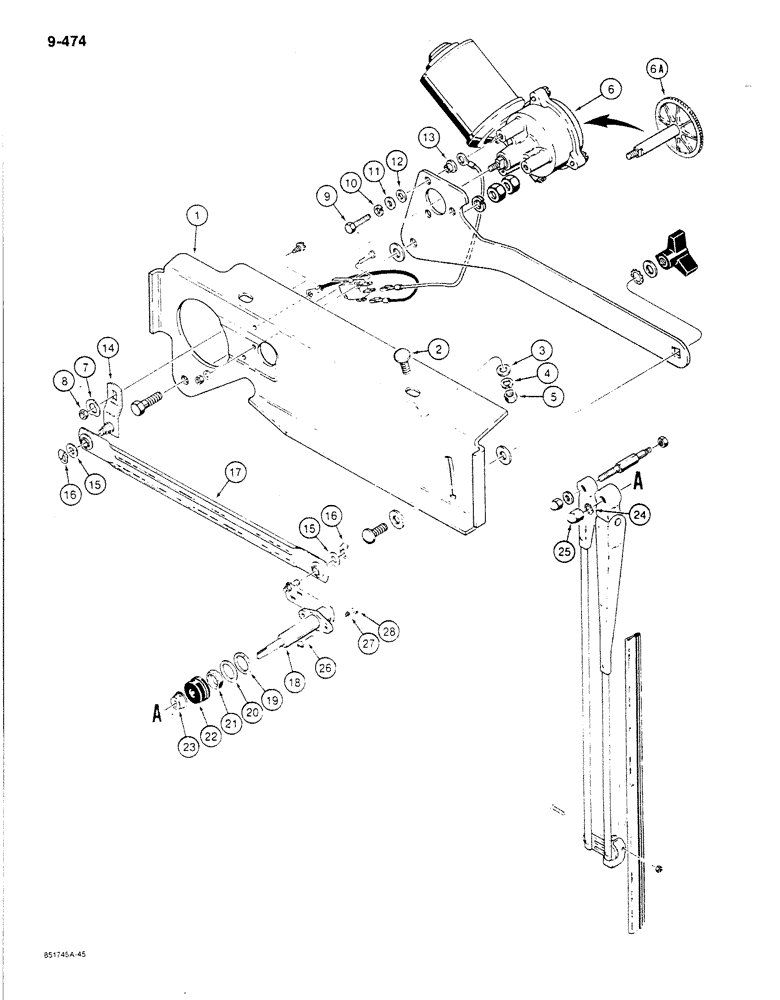 Схема запчастей Case 780C - (9-474) - CAB REAR WINDSHIELD WIPER (09) - CHASSIS/ATTACHMENTS