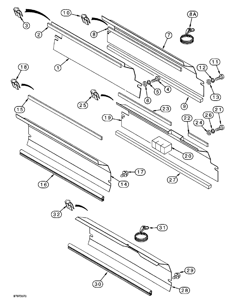 Схема запчастей Case 580SL - (9-071A) - BAFFLE PLATES AND SEALS, WITHOUT AIR CONDITIONING (09) - CHASSIS/ATTACHMENTS