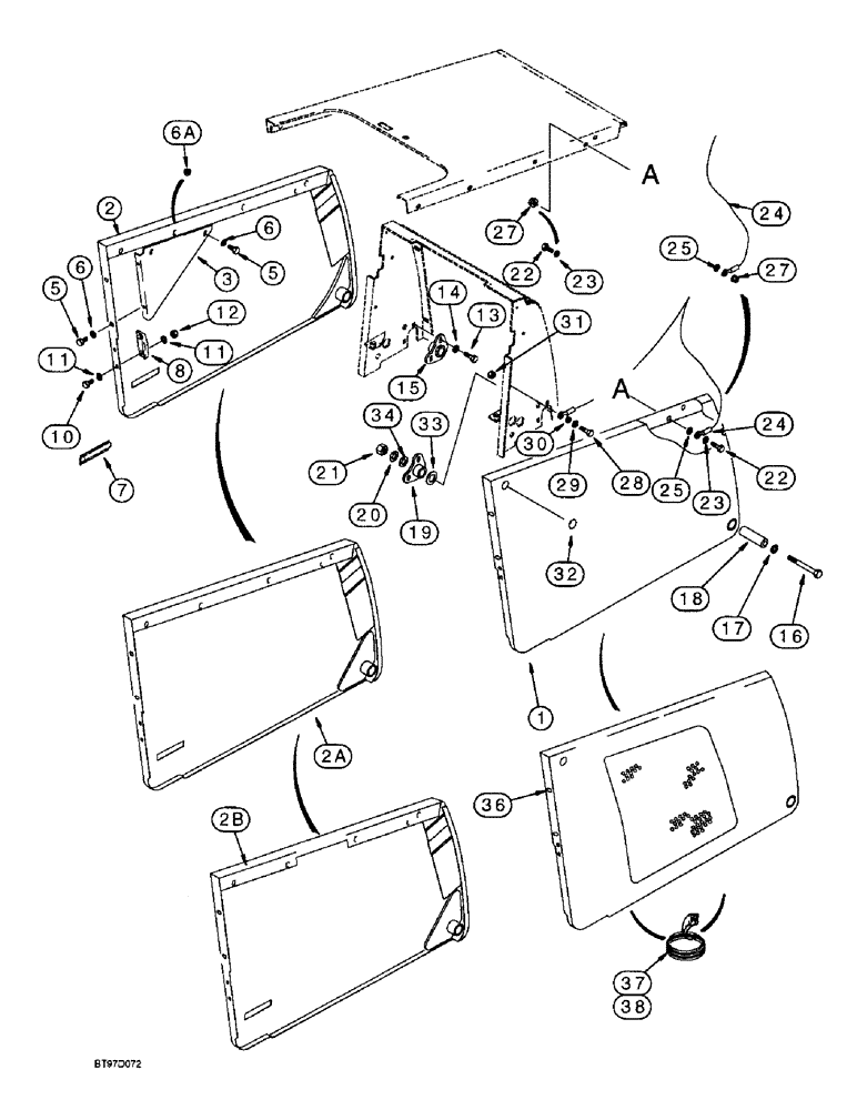 Схема запчастей Case 590L - (9-074) - ENGINE SIDE PANELS (09) - CHASSIS/ATTACHMENTS