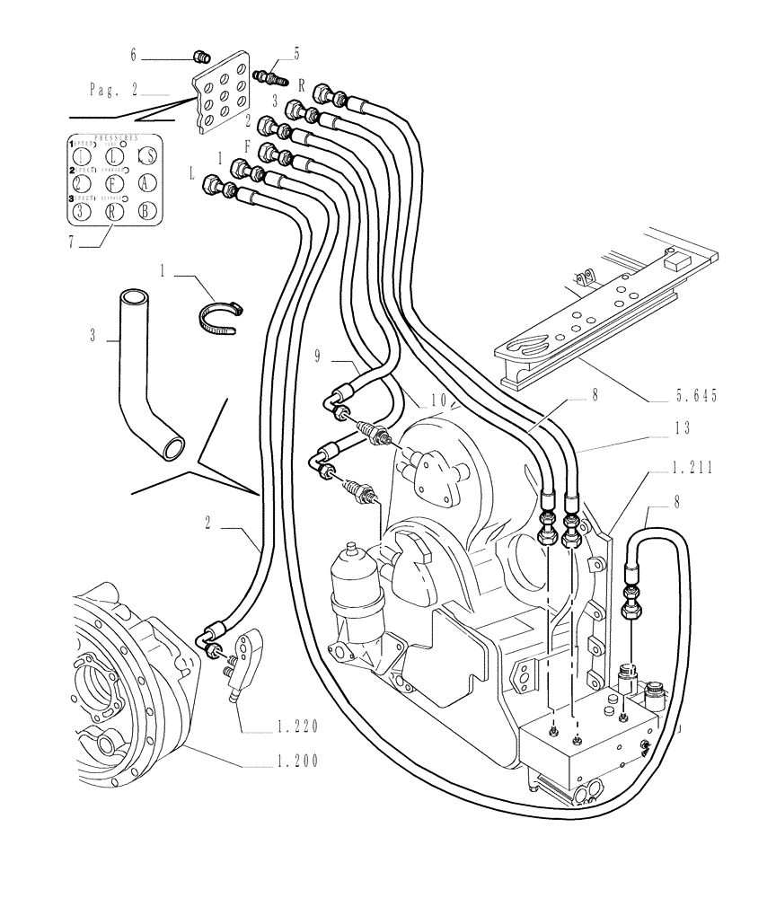 Схема запчастей Case 1850K - (6.756[01]) - HYDRAULIC DIAGNOSTIC SYSTEM Electrical System / Decals