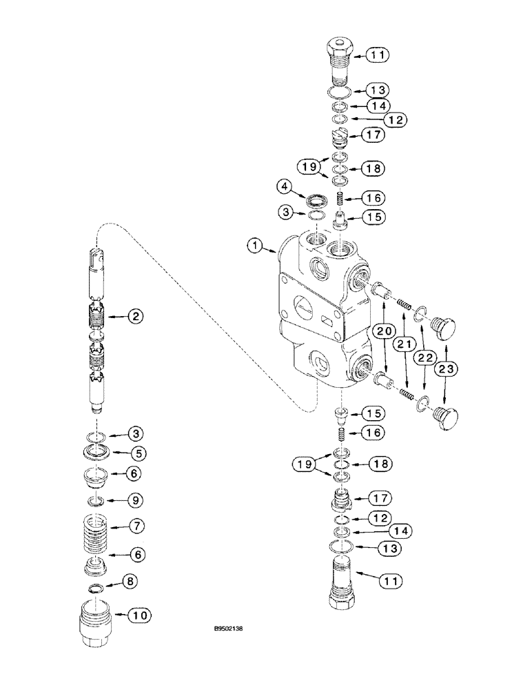 Схема запчастей Case 580L - (8-082) - LOADER CONTROL VALVE CLAM SECTION (08) - HYDRAULICS