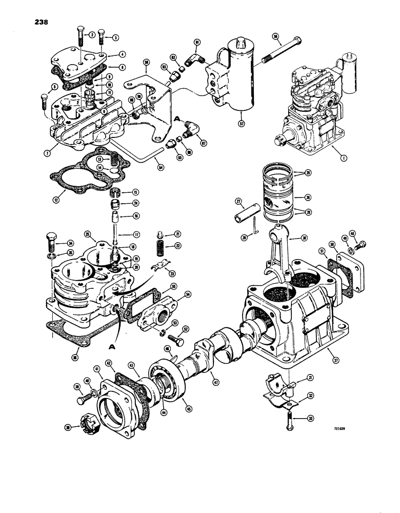 Схема запчастей Case 680E - (238) - BRAKE SYSTEM, L52092 AND L73263 AIR COMPRESSOR, (TU-FLO 300) (33) - BRAKES & CONTROLS