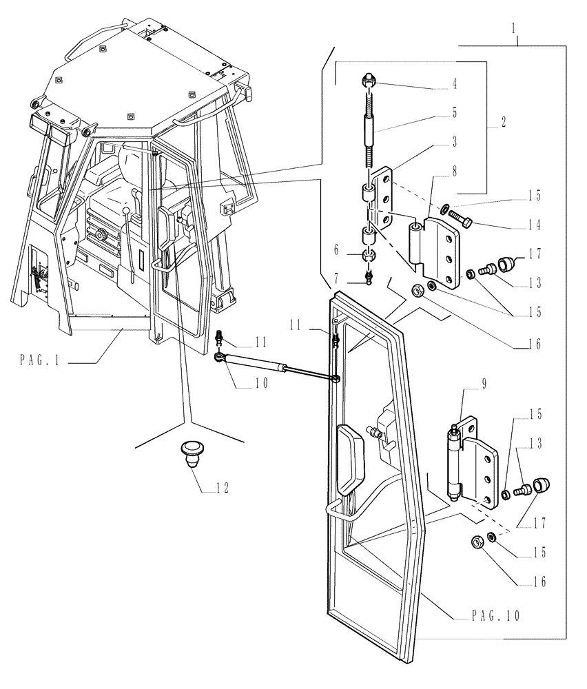 Схема запчастей Case 1850K - (9.653[32]) - ROPS CAB - DOOR - OPTIONAL CODE 784110271 (19) - OPTIONS