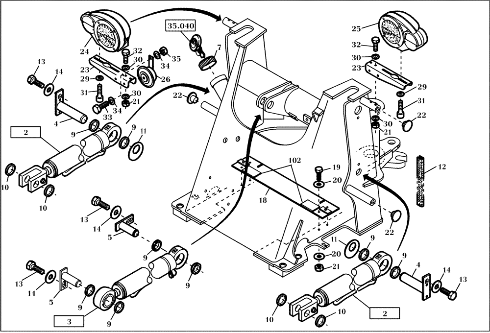 Схема запчастей Case 321D - (01.400[002]) - FRONT FRAME COMPONENTS (S/N 591216-UP) No Description