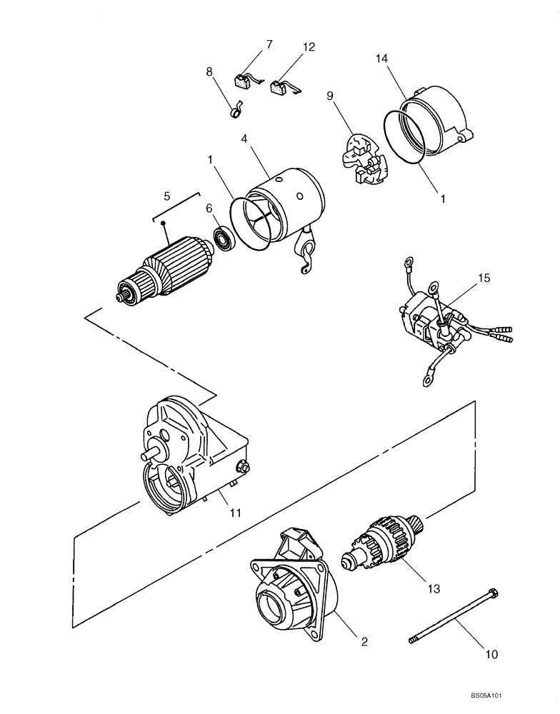 Схема запчастей Case CX225SR - (04-14) - STARTER ASSY (04) - ELECTRICAL SYSTEMS