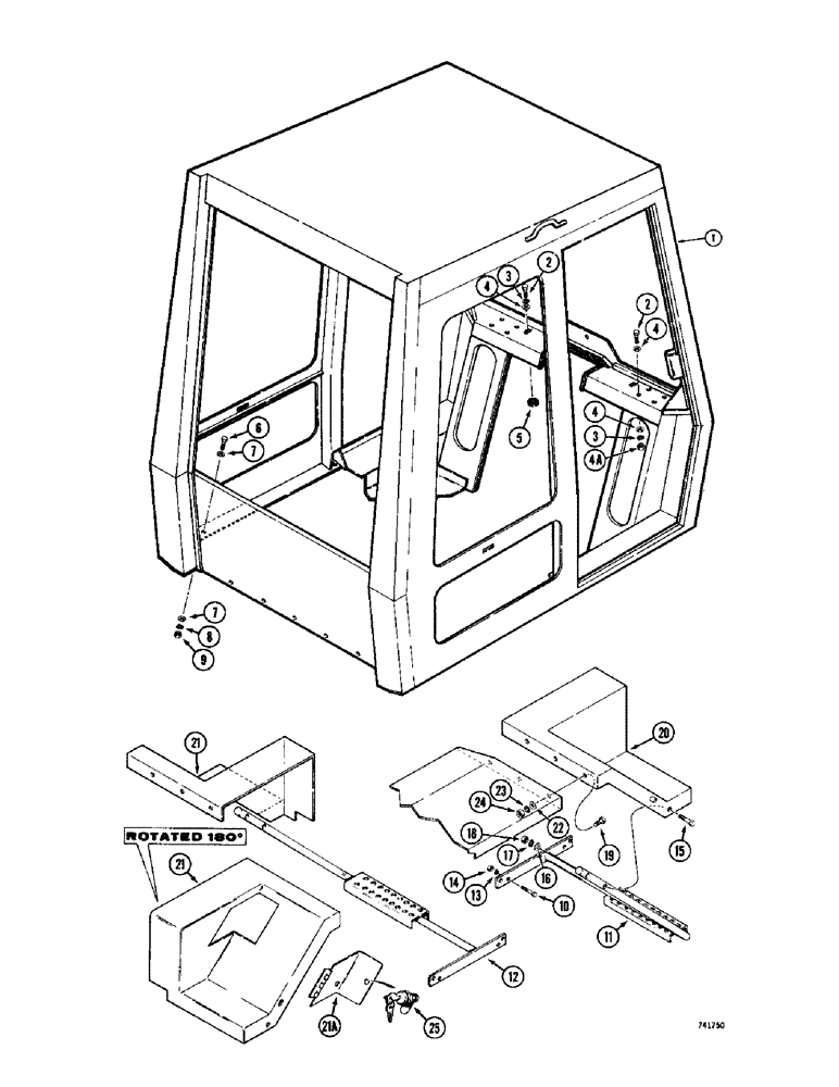 Схема запчастей Case 780 - (568) - ROPS OPERATORS CAB AND CANOPY (09) - CHASSIS/ATTACHMENTS