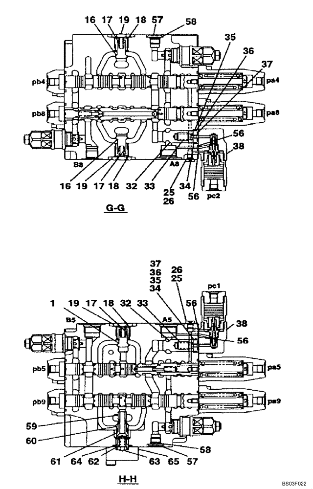 Схема запчастей Case CX135SR - (08-081) - KMJ2633 VALVE ASSY, CONTROL - MODELS WITHOUT DOZER BLADE (08) - HYDRAULICS