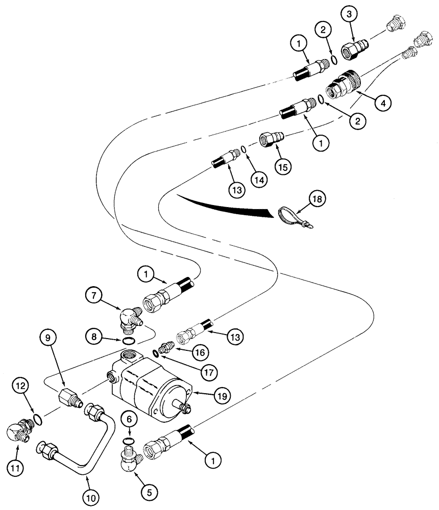 Схема запчастей Case 95XT - (08-71) - HYDRAULIC SYSTEM, TRENCHER DRIVE (NORTH AMERICA) (08) - HYDRAULICS