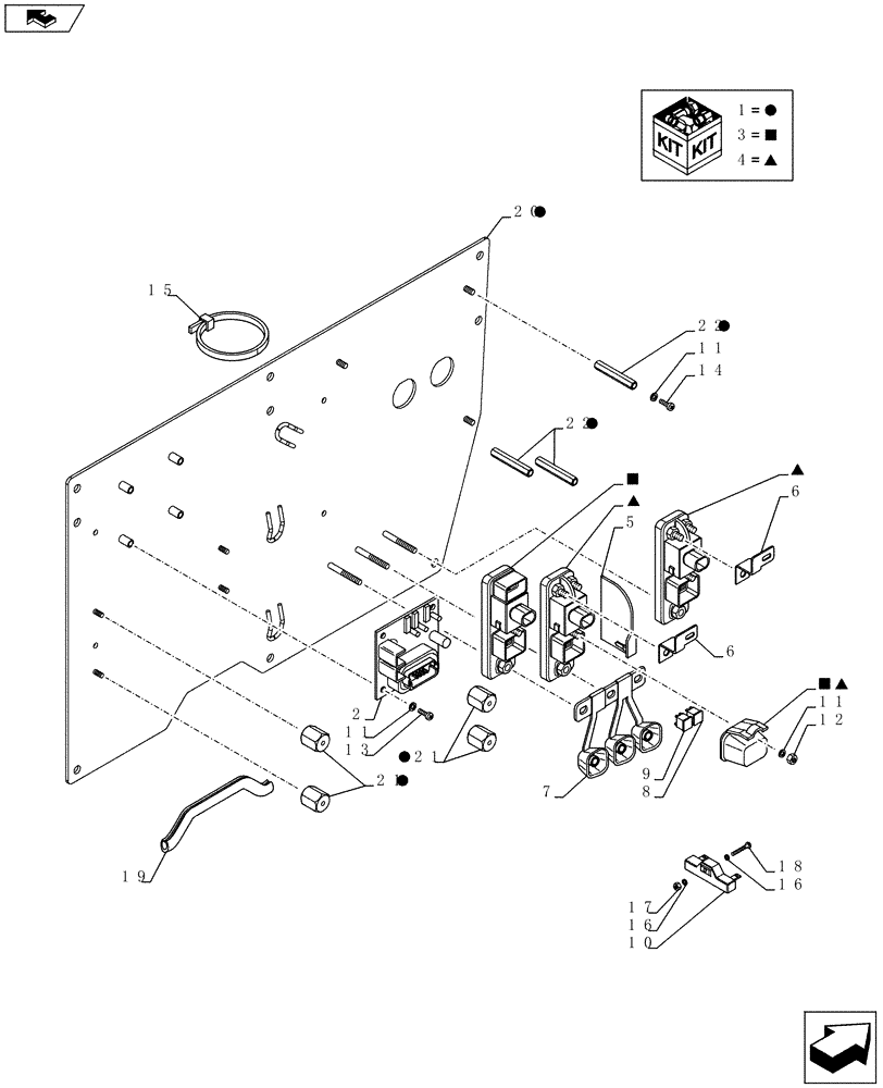 Схема запчастей Case 621F - (55.100.15) - RIGHT CONSOLE FUSE AND RELAY MOUNTING (55) - ELECTRICAL SYSTEMS