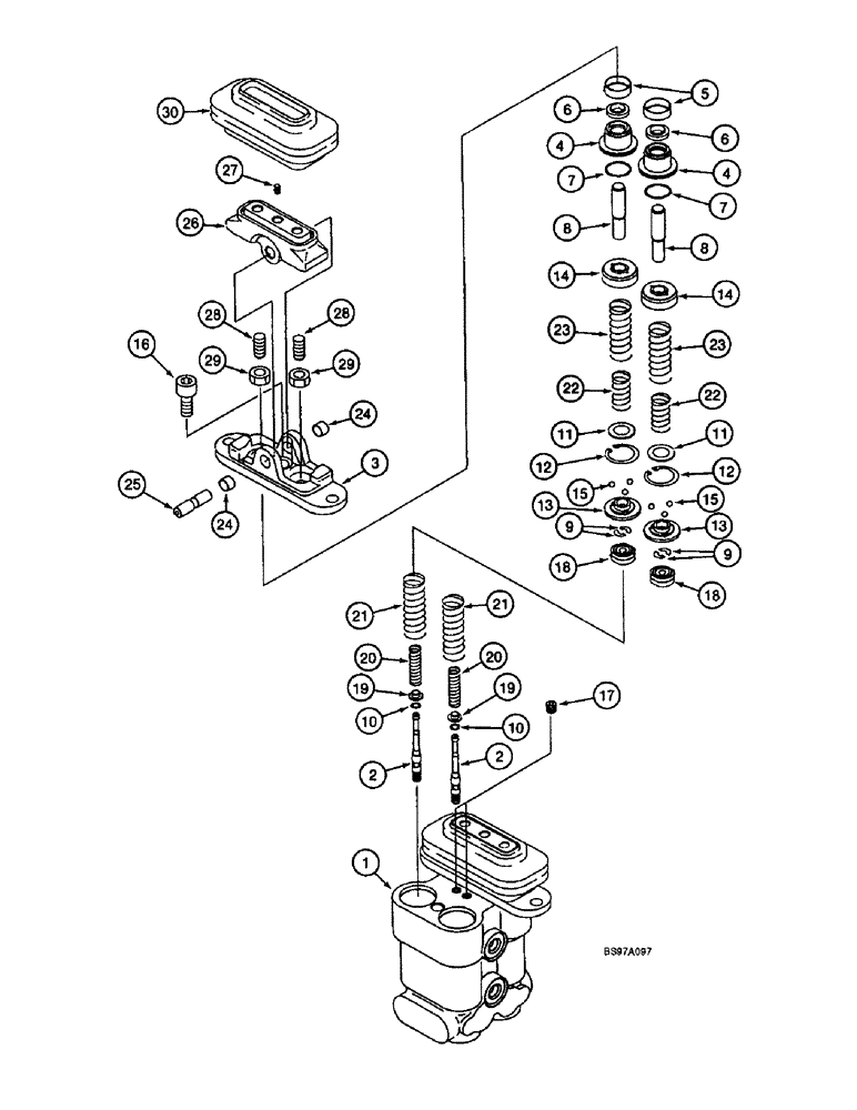 Схема запчастей Case 9045B - (8-092) - PEDAL OPERATED REMOTE CONTROL VALVE, FOUR SPOOL (08) - HYDRAULICS