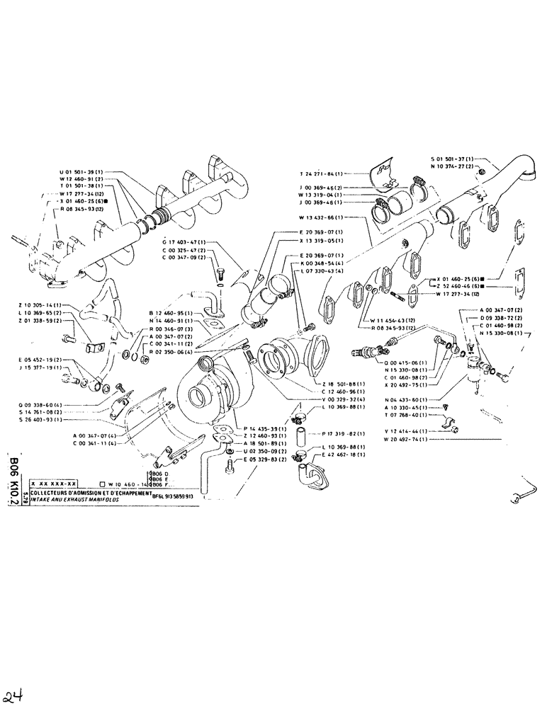 Схема запчастей Case SC150L - (024) - INTAKE AND EXHAUST MANIFOLDS 