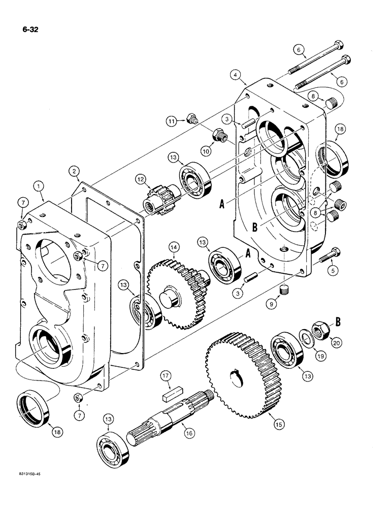 Схема запчастей Case MAXI-SNEAKER C - (6-32) - TRANSMISSION ASSEMBLY, USED ON MODELS WITH P.I.N. 1214519 AND AFTER (06) - POWER TRAIN