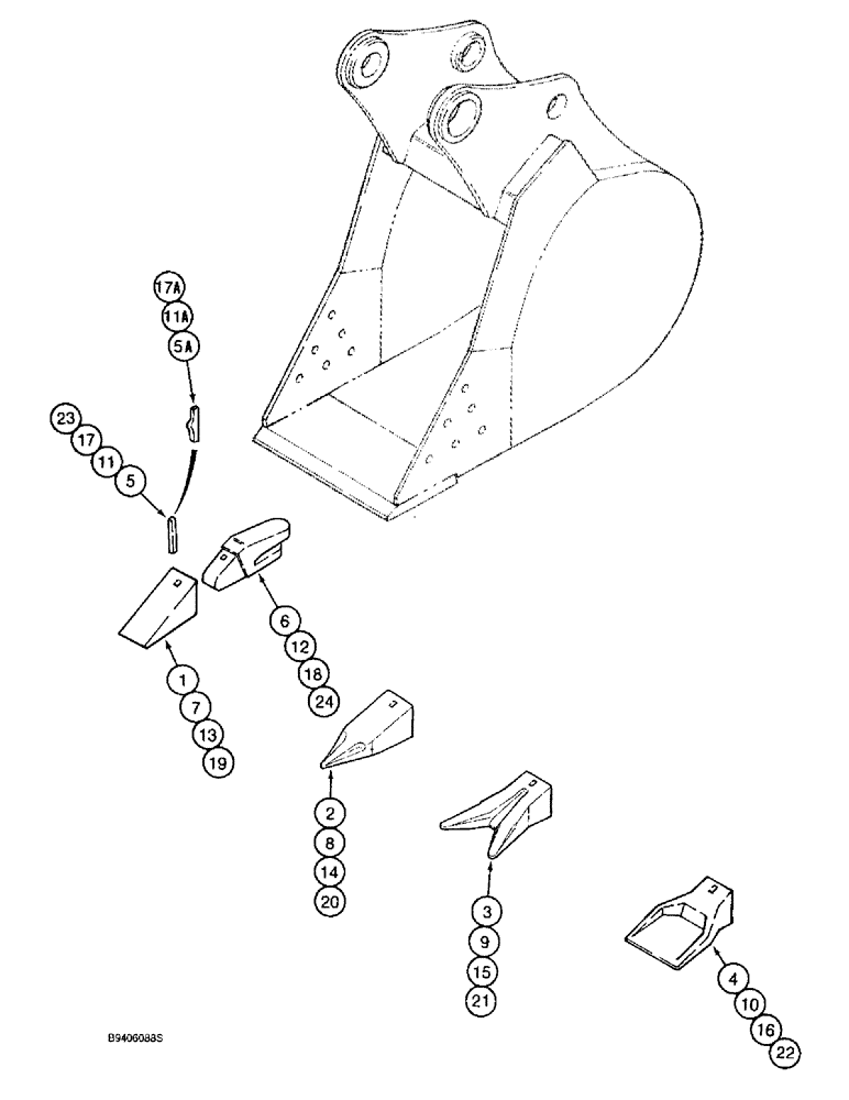 Схема запчастей Case 9020B - (9-104) - HENSLEY BUCKET TOOTH OPTION - *SEE ***NOTE 2*** (09) - CHASSIS