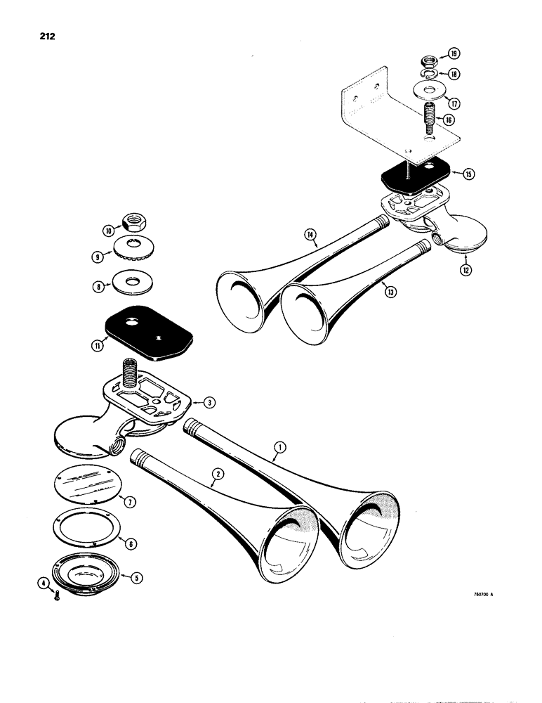 Схема запчастей Case W24B - (212) - L76560 HORN (08) - HYDRAULICS