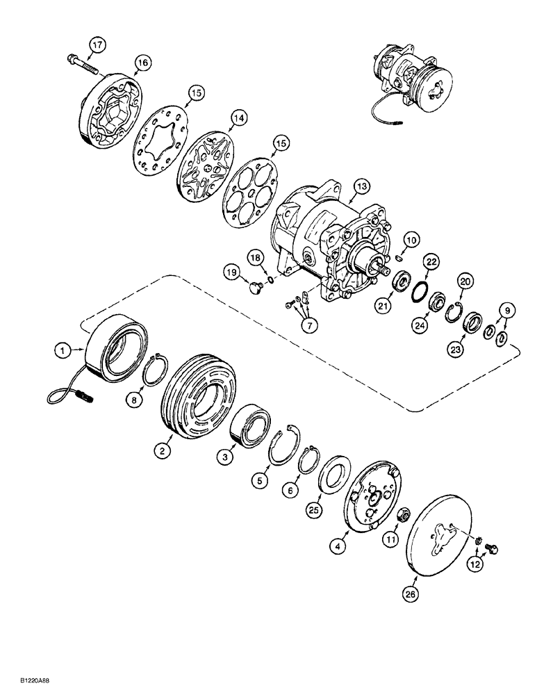 Схема запчастей Case 650G - (9-78) - AIR CONDITIONING SYSTEM - COMPRESSOR ASSEMBLY - 97204C1 (09) - CHASSIS/ATTACHMENTS