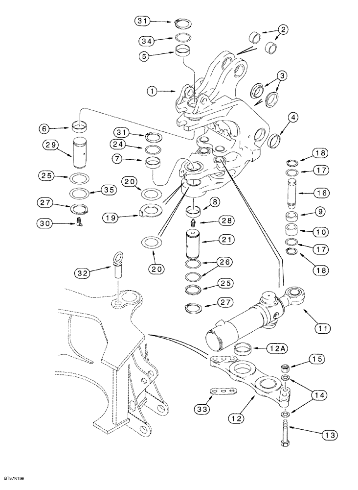 Схема запчастей Case 580SL - (9-046) - BACKHOE SWING CYLINDERS AND SWING TOWER (09) - CHASSIS/ATTACHMENTS