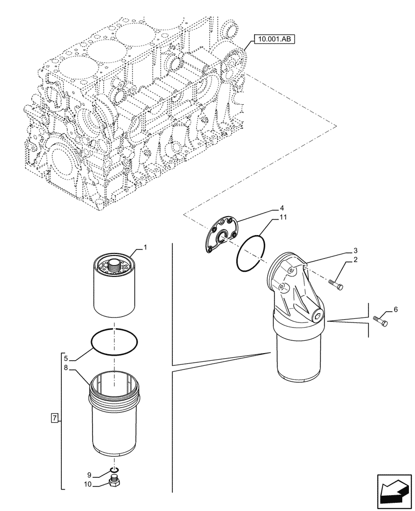 Схема запчастей Case F2CFA614B E020 - (10.206.02 01) - FILTER ENGINE OIL (504179761- 504149483) (DEC 2 2011 10:30:00.5602 AM) (10) - ENGINE