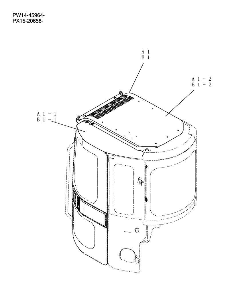 Схема запчастей Case CX36B - (179-17[1]) - CAB ASSEMBLY (HEAD GUARD) (05) - SUPERSTRUCTURE