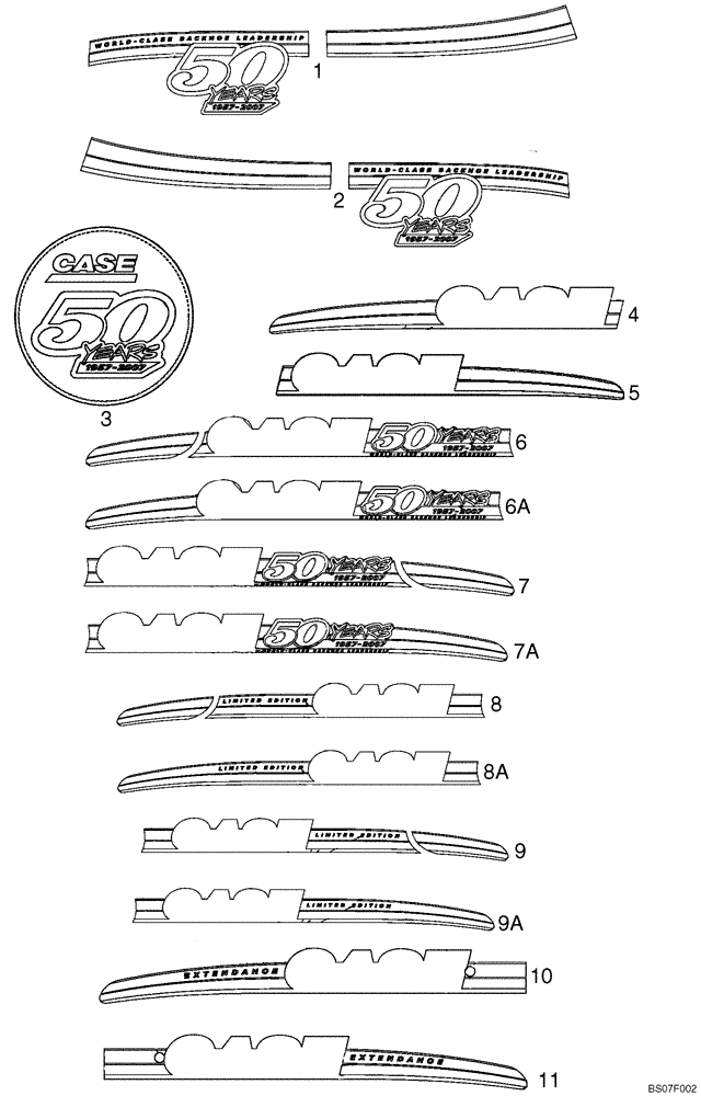 Схема запчастей Case 590SM - (09-73A) - DECALS - 50TH ANNIVERSARY (09) - CHASSIS/ATTACHMENTS