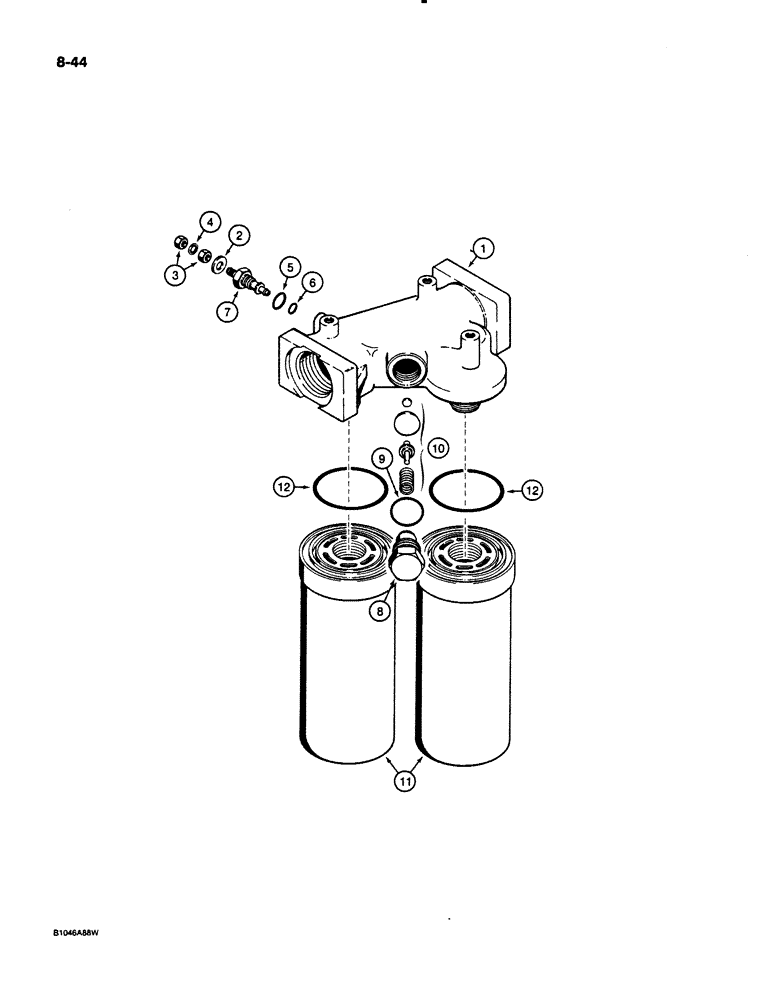 Схема запчастей Case 621 - (8-44) - HYDRAULIC OIL FILTER, L126373 (08) - HYDRAULICS