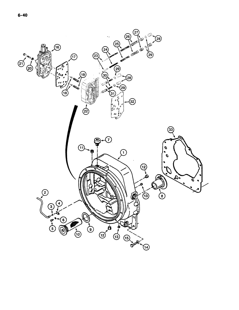 Схема запчастей Case W11B - (6-040) - CLARK TRANSMISSION, TORQUE CONVERTER HOUSING AND CONTROL (06) - POWER TRAIN