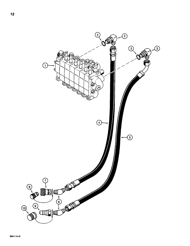 Схема запчастей Case D130 - (7-012) - BACKHOE SUPPLY AND RETURN HYDRAULIC CIRCUIT, USED ON 1835C, 1840 & 1845C UNI-LOADERS W/KONTAK VALVE 