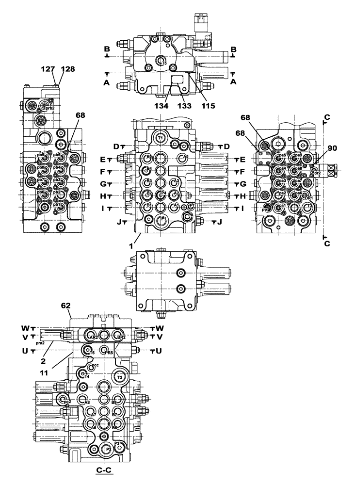 Схема запчастей Case CX75SR - (08-24[02]) - CONTROL VALVE (08) - HYDRAULICS