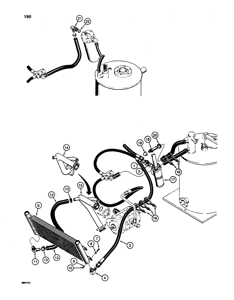 Схема запчастей Case W24C - (190) - HYDRAULIC OIL COOLER WITHOUT AUXILIARY STEERING (05) - STEERING