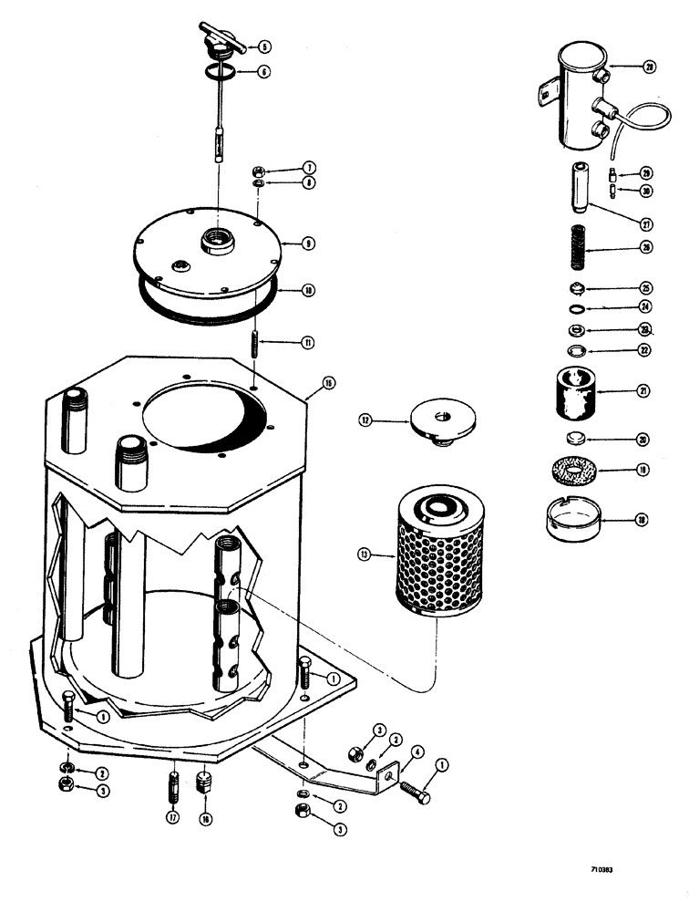 Схема запчастей Case W20 - (230) - HYDRAULIC TANK AND RELATED PARTS BEFORE TRACTOR S.N. 9107854 AND FUEL PUMP (03) - FUEL SYSTEM