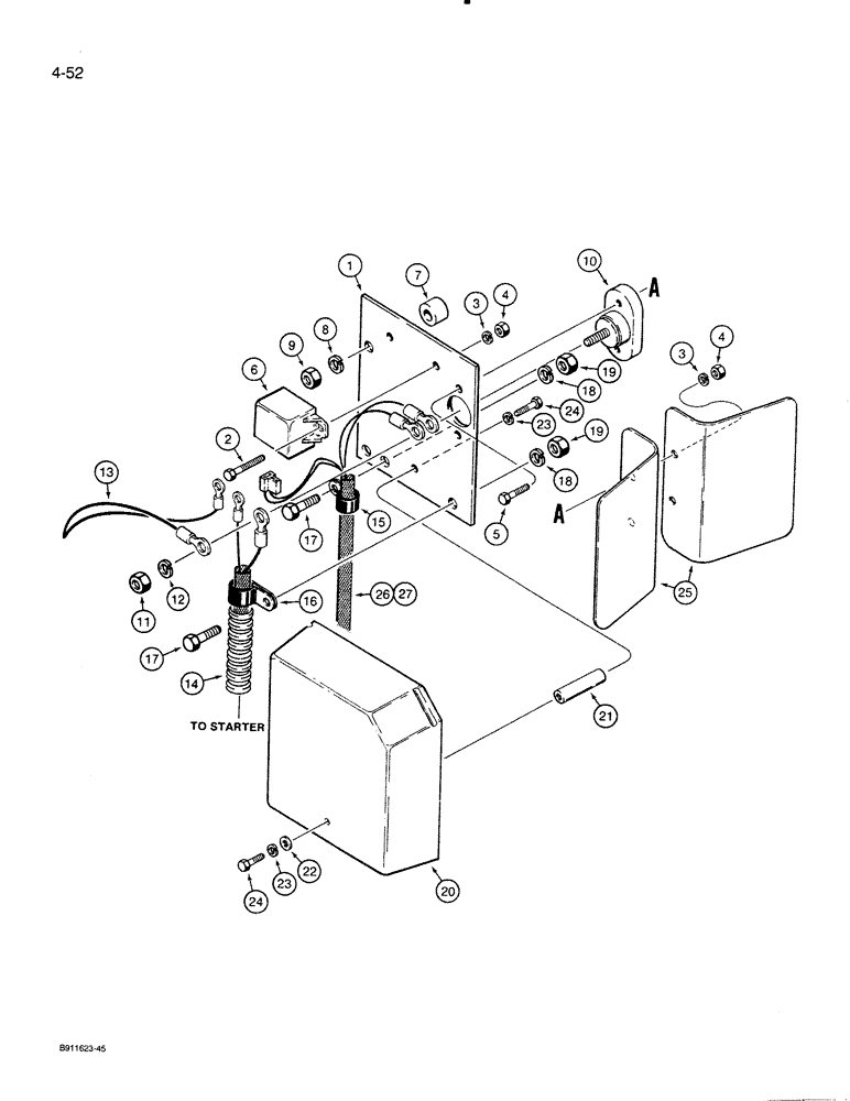 Схема запчастей Case 821 - (4-052) - REAR HARNESS TO RELAY PANEL (04) - ELECTRICAL SYSTEMS