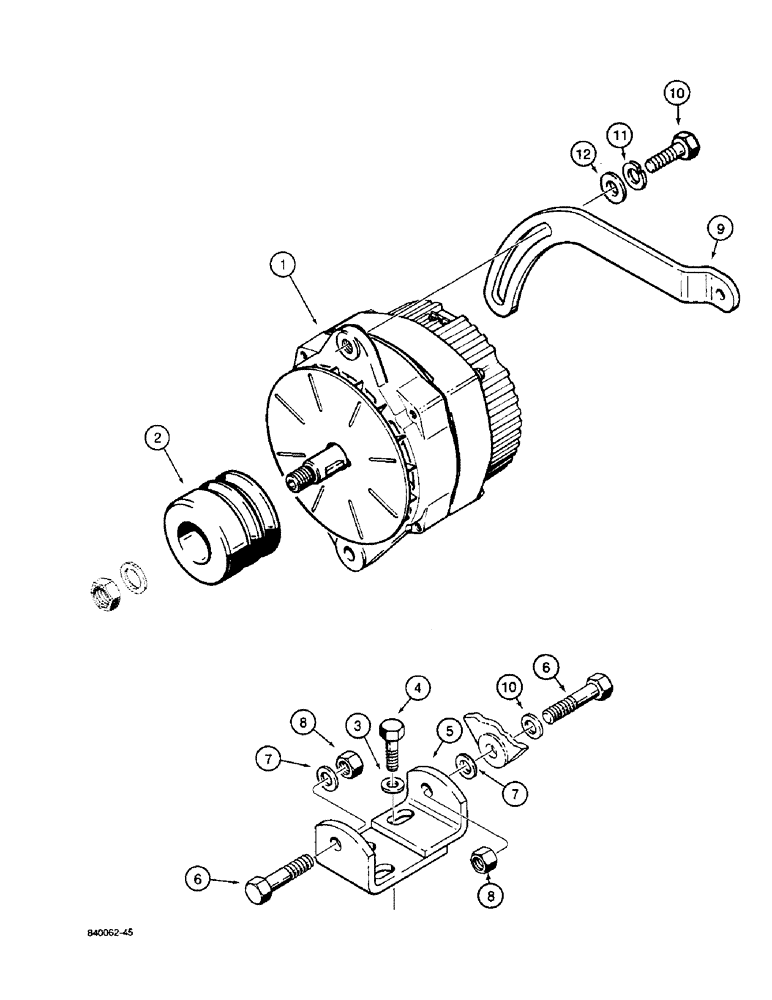 Схема запчастей Case W36 - (4-142) - 65 AMP ALTERNATOR AND MOUNTING PARTS (04) - ELECTRICAL SYSTEMS