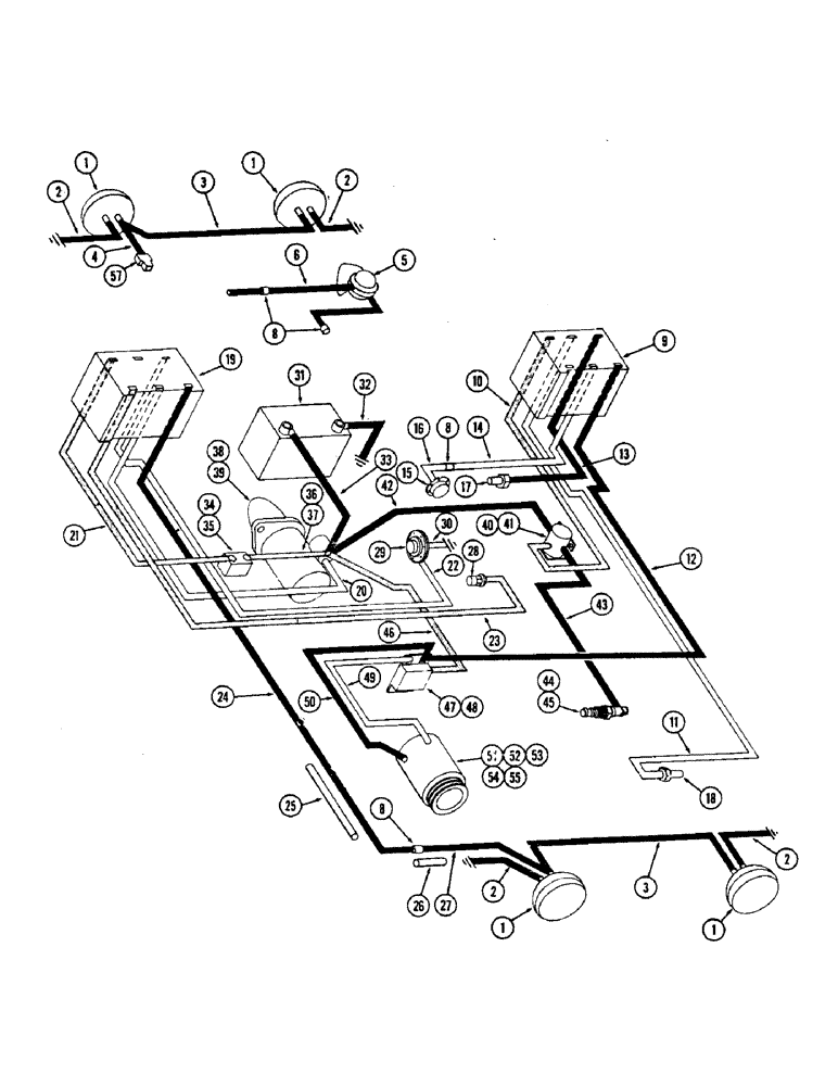 Схема запчастей Case 500 - (054) - ELECTRICAL EQUIPMENT AND WIRING, (188) DIESEL ENGINE, USED PRIOR TO ENGINE SERIAL NUMBER 9802298 (06) - ELECTRICAL SYSTEMS