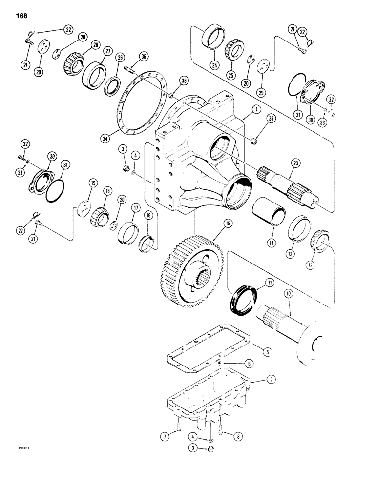 Схема запчастей Case 1150B - (168) - TRANSMISSION FINAL DRIVE, ITEM 30 RETAINED BY BOLTS (03) - TRANSMISSION