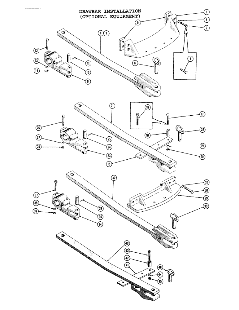 Схема запчастей Case 1000C - (182) - DRAWBAR INSTALLATION, OPTIONAL EQUIPMENT (05) - UPPERSTRUCTURE CHASSIS