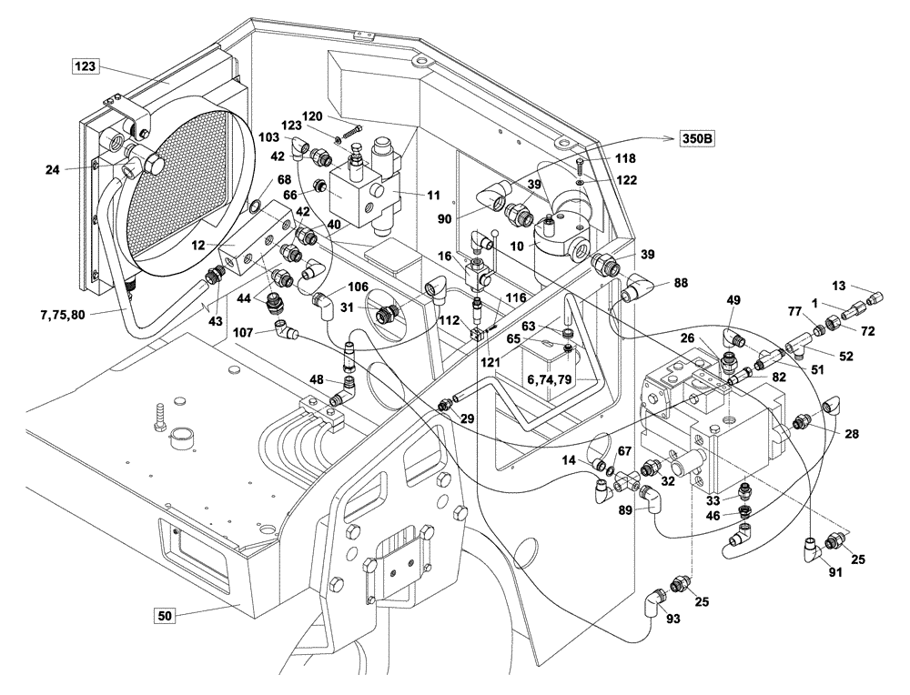 Схема запчастей Case DV204 - (10-350A/4[02]) - HYDRAULIC CIRCUIT, TRAVEL (07) - HYDRAULIC SYSTEM