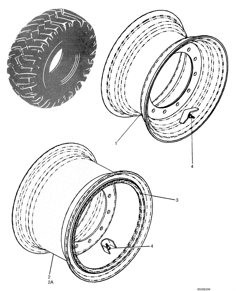 Схема запчастей Case 521E - (06-29) - WHEELS (06) - POWER TRAIN