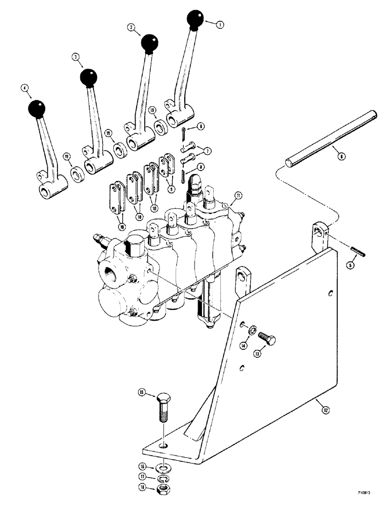 Схема запчастей Case 33 - (178) - 3 POINT HITCH, (WITH SECTIONAL TYPE CONTROL VALVE), CONTROL LEVERS AND VALVE 