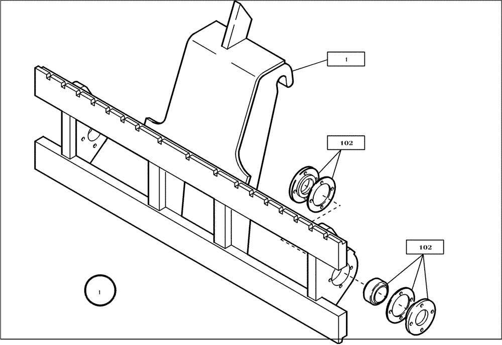 Схема запчастей Case 21D - (70.301[2990431000]) - FORK CARRIAGE COMPLETE 1450 MM (82) - FRONT LOADER & BUCKET