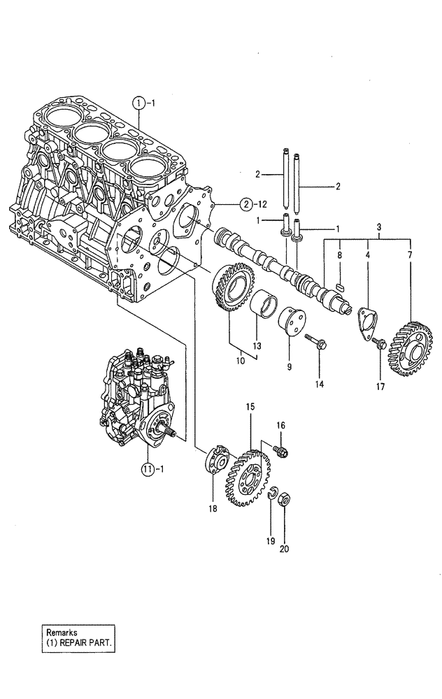 Схема запчастей Case CX50B - (09-007) - CAMSHAFT & DRIVING GEAR ENGINE COMPONENTS