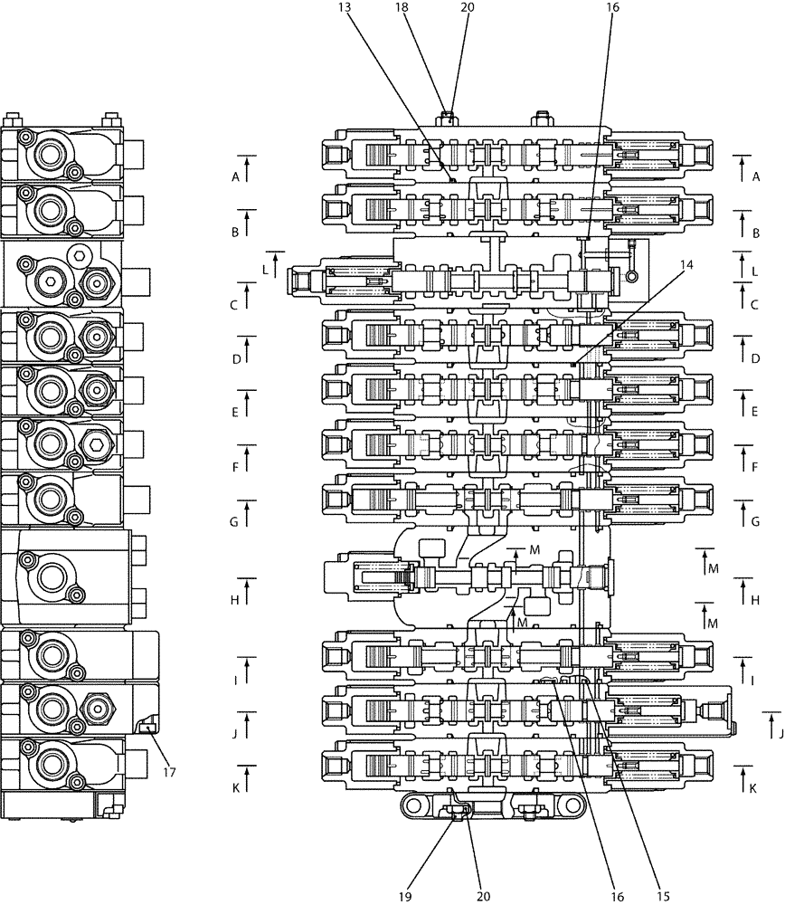 Схема запчастей Case CX50B - (07-001[02]) - VALVE ASSY, CONTROL (35) - HYDRAULIC SYSTEMS