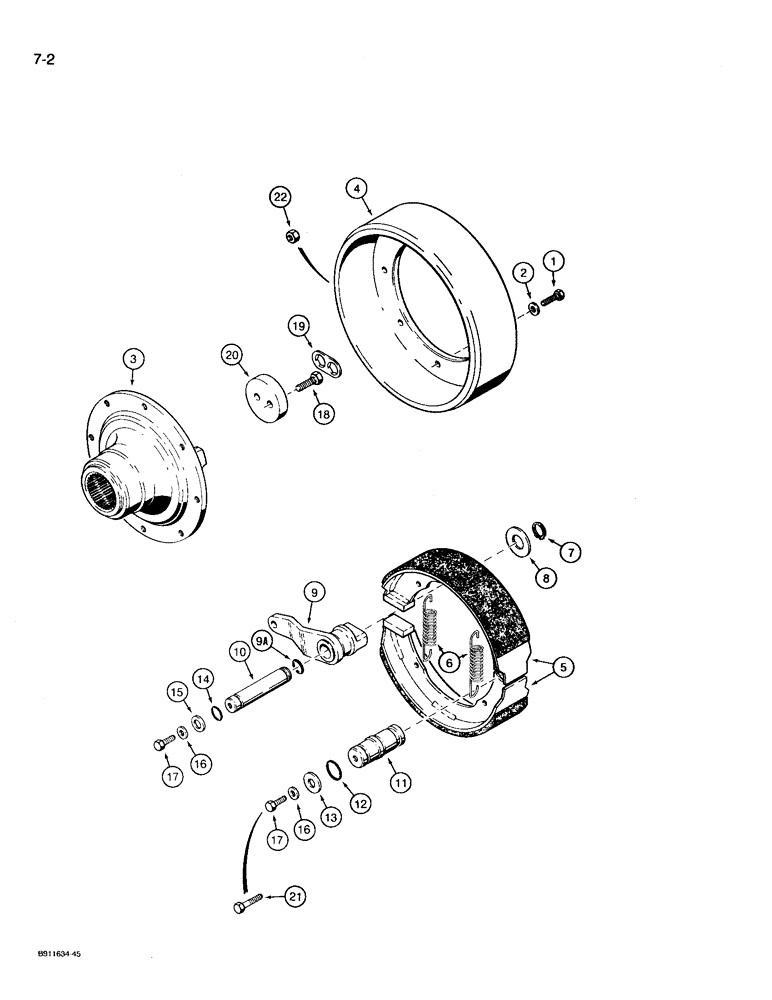 Схема запчастей Case 721 - (7-02) - PARKING BRAKE ASSEMBLY, PRIOR TO P.I.N. JAK0022758 (07) - BRAKES