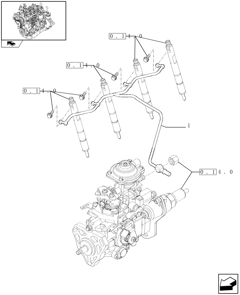 Схема запчастей Case F5CE9454E A002 - (0.20.4) - INJECTION EQUIPMENT - PIPING (504207949) 