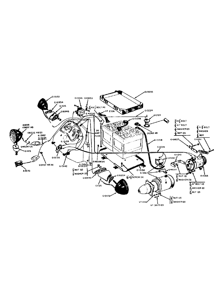 Схема запчастей Case 320 - (042) - DIESEL ENGINE, BATTERY, GENERATOR AND STARTING MOTOR (04) - ELECTRICAL SYSTEMS