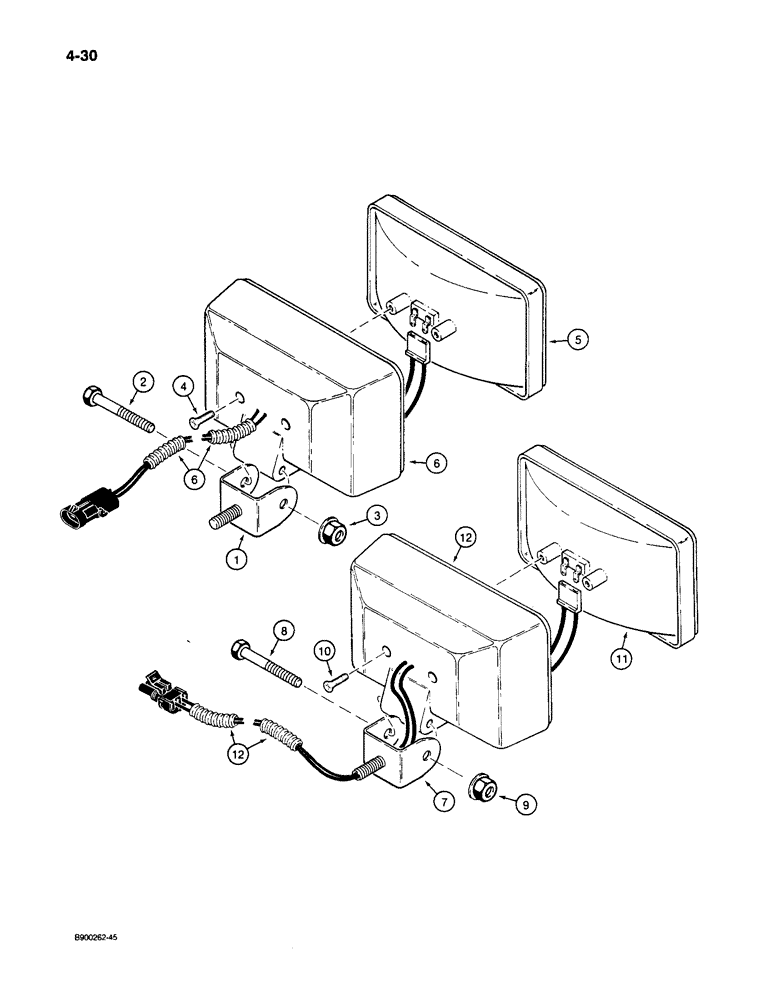 Схема запчастей Case 1085C - (4-30) - LAMPS, FRONT AND WORK (04) - ELECTRICAL SYSTEMS