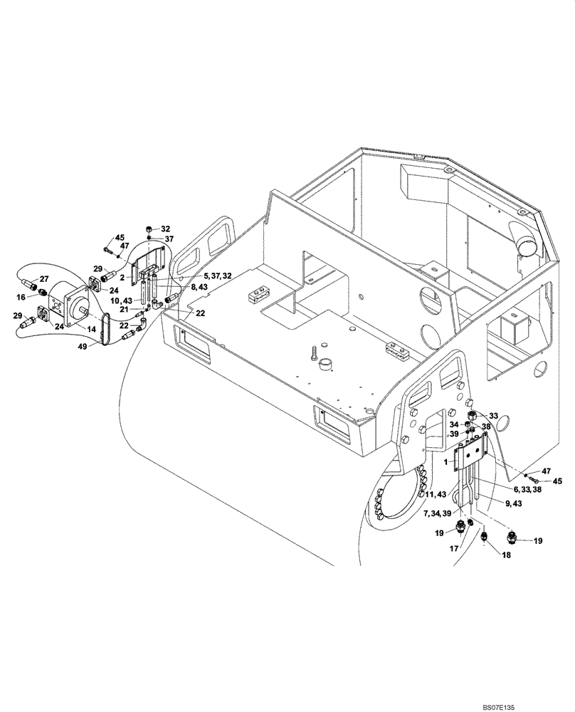 Схема запчастей Case DV201 - (10-300/1[02]) - HYDRAULICS - CHASSIS FRONT (GROUP 300/1) (08) - HYDRAULICS