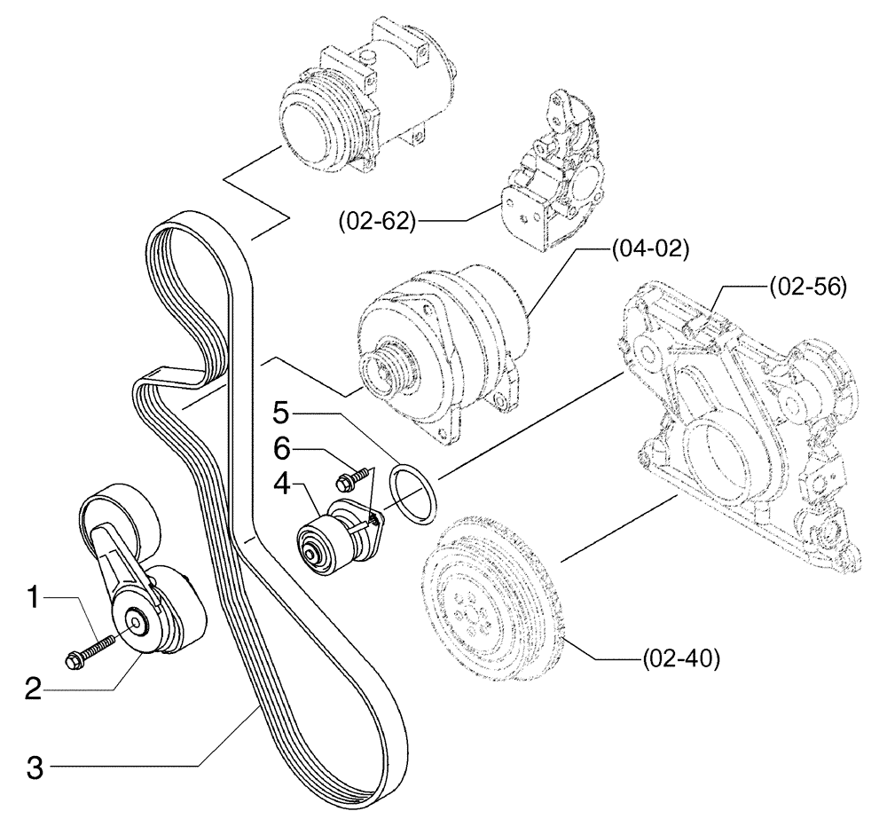 Схема запчастей Case 865 VHP - (02-60[01]) - WATER PUMP AND BELT (02) - ENGINE